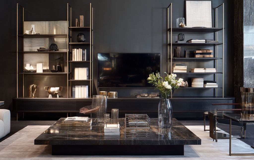 Layered display techniques on black TV unit