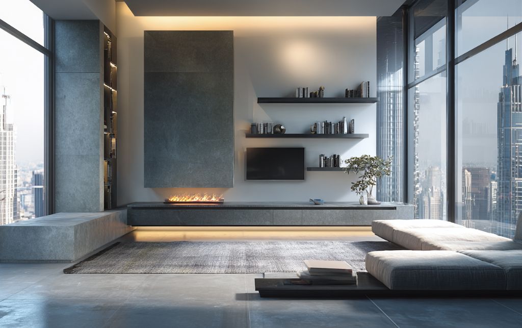 Grey TV units showing various undertones and finish options