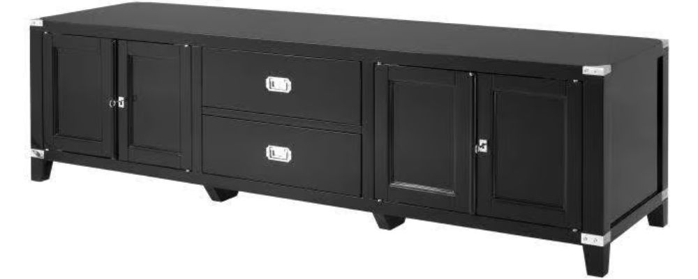 Eichholtz Military TV stand with waxed black timber