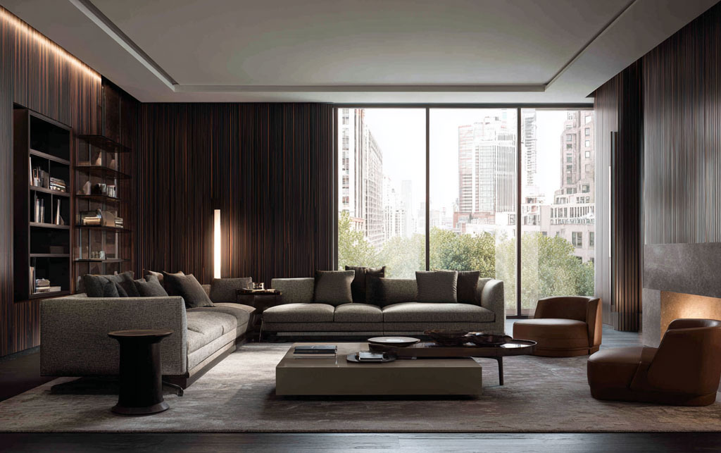 Elegant living space with FCI London's bespoke joinery and high-end decor.