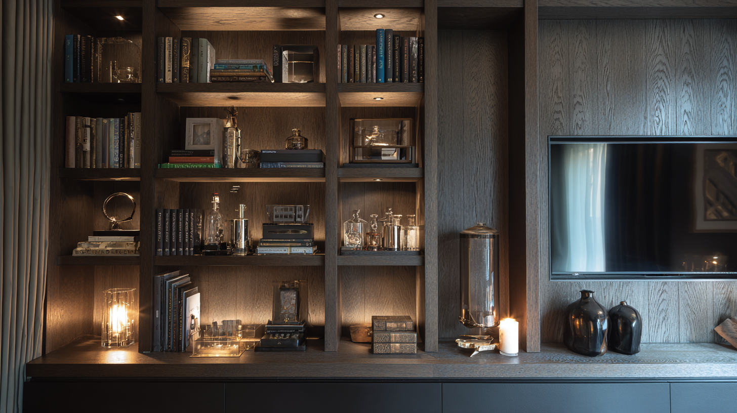 Bespoke alcove shelving and media unit in a London period property