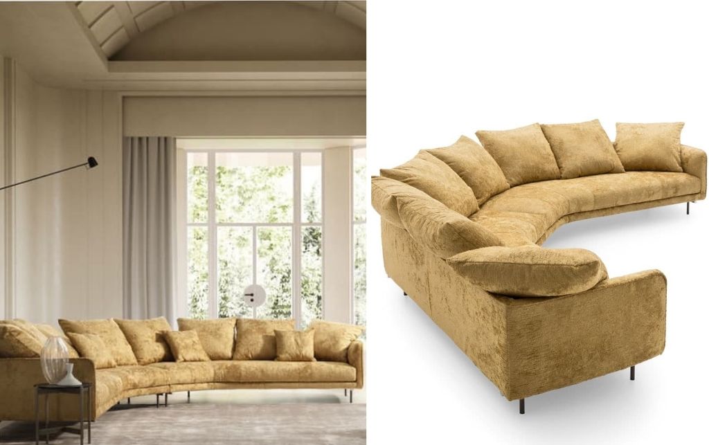 Avenue Sofa by Ditre Italia with clean horizontal silhouette and matt black metal legs