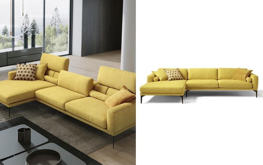 Mas&ugrave; Sofa by Egoitaliano with quilted detailing and slim chrome legs