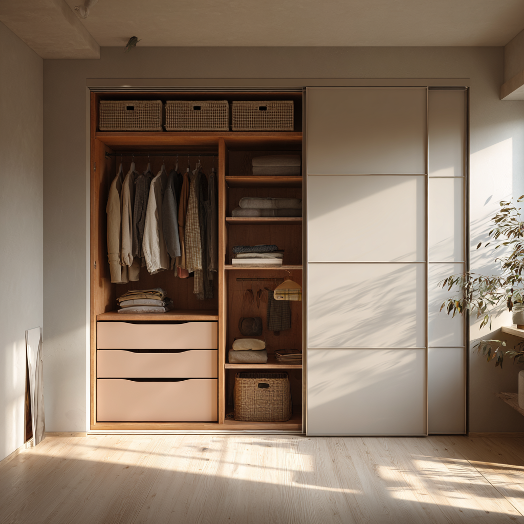3 door wardrobe with drawers in a luxury interior