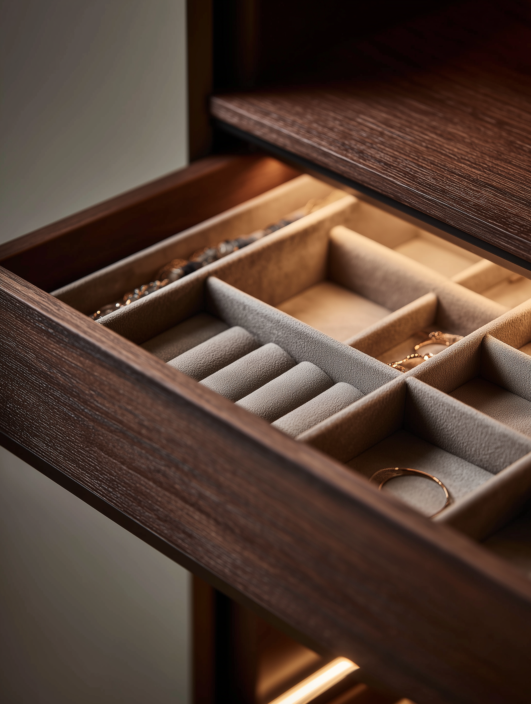 3 door wardrobe with drawers in a luxury interior