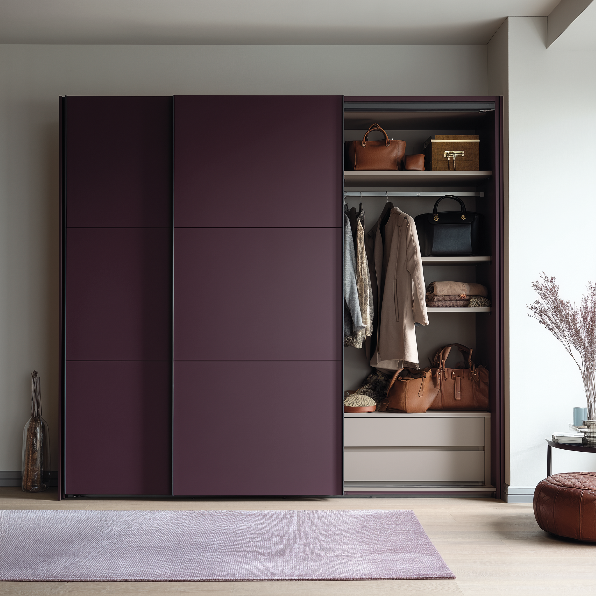 2 door wardrobe with drawers in a modern bedroom
