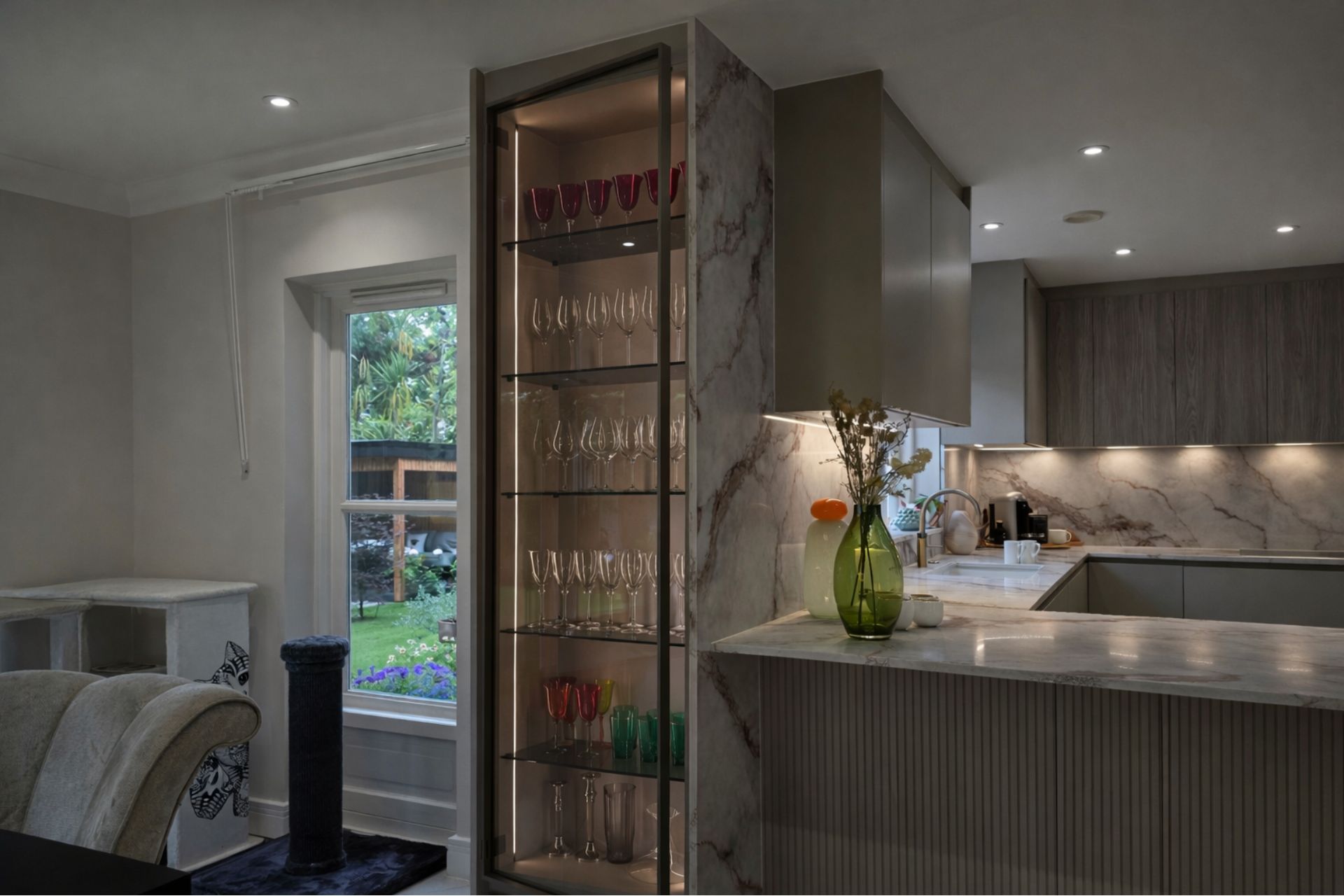 Modern Kitchen Glass Display cabinet