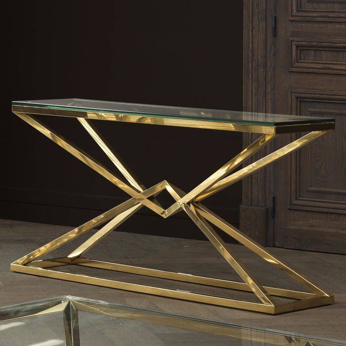 Connor L Console Table By Eichholtz, Gold Glass Console Table Uk