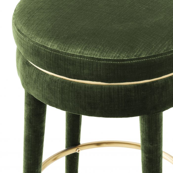 Parisian Green Velvet Bar Stool by Eichholtz
