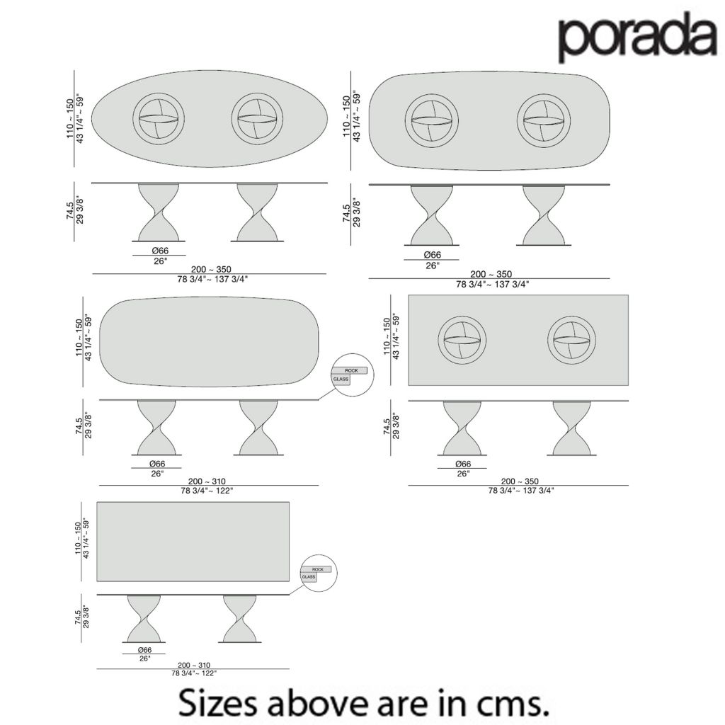 Elika 2 Base Dining table with helixlike pillar