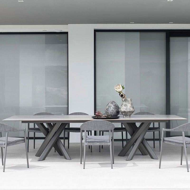 Varaschin System Star Maxi Outdoor Table - powder-coated aluminium structure with HPL or ceramic top, designed by Daniele Lo Scalzo Moscheri